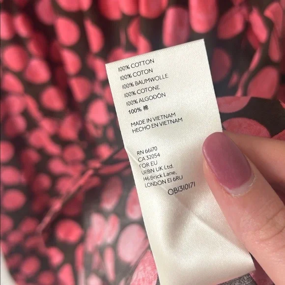 Free People Jodie Printed Tunic Small Chocolate Pink Dot Flowy Oversized - Picture 10 of 13